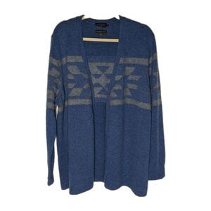 PENDLETON Washable Wool Women’s Size XL Open Cardigan Sweater Geometric Blue